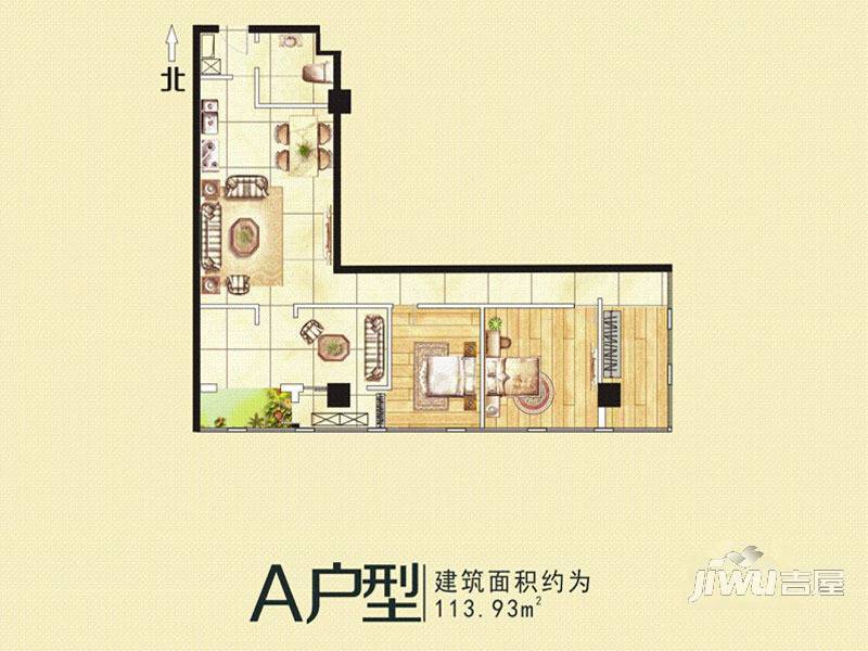 正商宇陆广场2室2厅1卫113.9㎡户型图