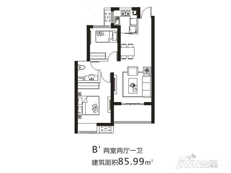 民安尚郡2室2厅1卫86㎡户型图