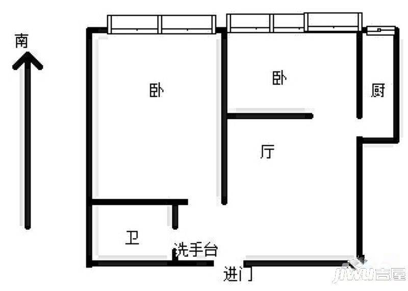 裕华第九城市2室1厅1卫60㎡户型图