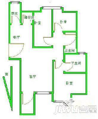 金海京江花园2室2厅1卫户型图