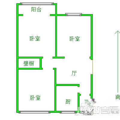 金海京江花园2室2厅1卫户型图