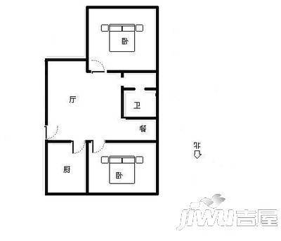 金海京江花园2室2厅1卫户型图