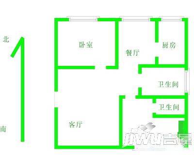 花半里2室2厅1卫114㎡户型图