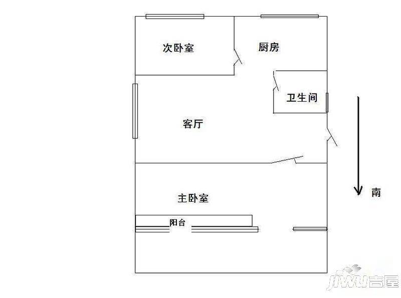 富田太阳城2室2厅1卫99㎡户型图