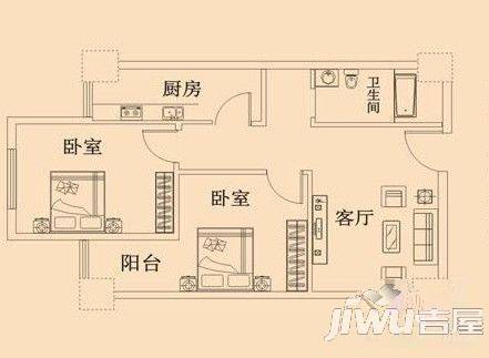 富田太阳城2室2厅1卫99㎡户型图