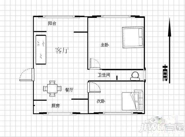 富田太阳城2室2厅1卫99㎡户型图