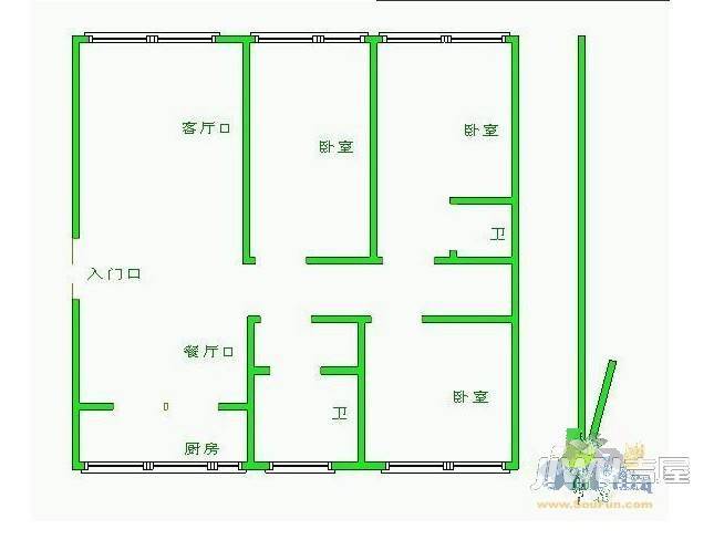 文政源3室2厅2卫户型图