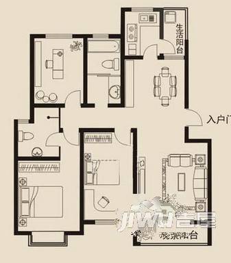 瑞隆城1室1厅1卫户型图