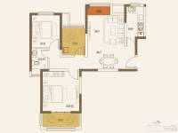 恒基水榭华城2室2厅1卫86.5㎡户型图