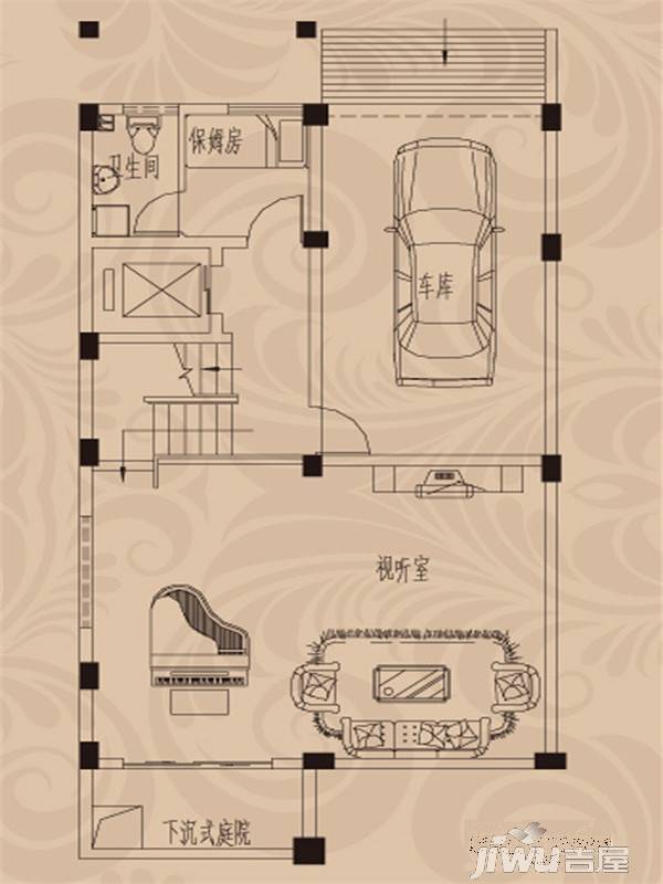 金荣盛景濠庭1室1厅1卫121.2㎡户型图