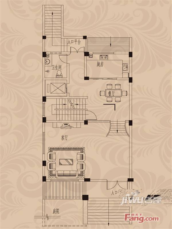 金荣盛景濠庭1室1厅1卫121.2㎡户型图