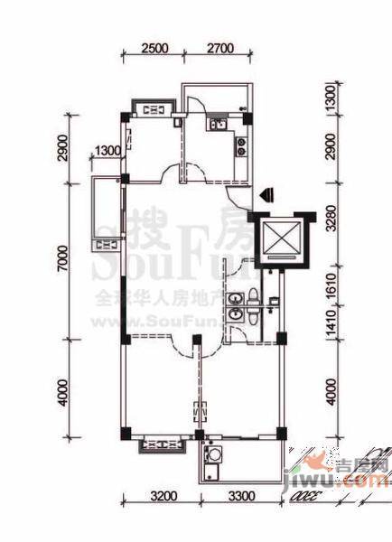 嘉欣庭苑2室2厅2卫85㎡户型图