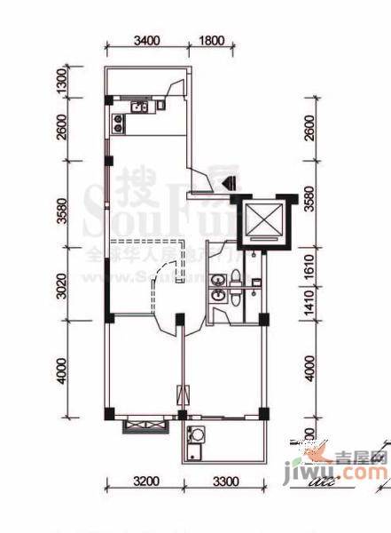 嘉欣庭苑2室2厅2卫88㎡户型图