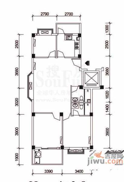 嘉欣庭苑3室2厅2卫100㎡户型图