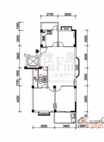 嘉欣庭苑3室2厅2卫102㎡户型图