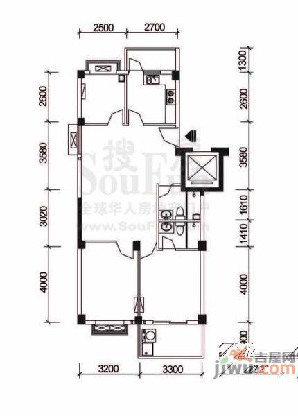 嘉欣庭苑2室2厅2卫85㎡户型图