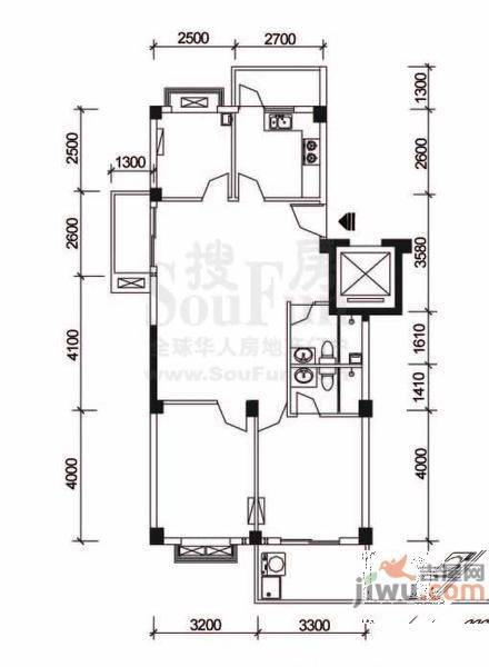 嘉欣庭苑2室2厅2卫85㎡户型图