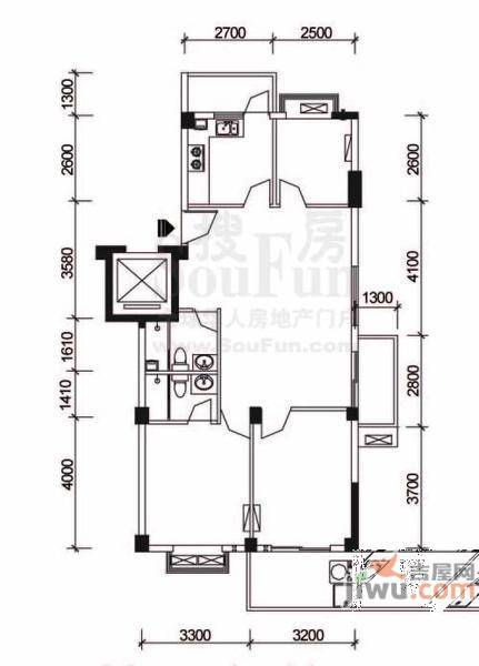 嘉欣庭苑3室2厅2卫96㎡户型图