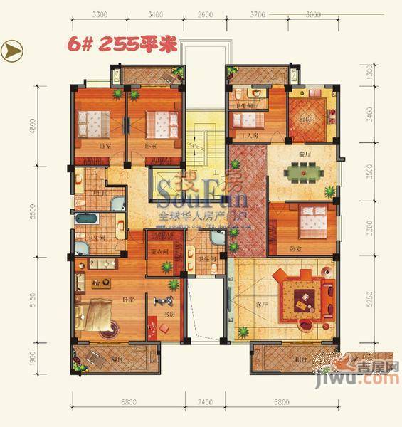 东源北院4室2厅3卫230㎡户型图