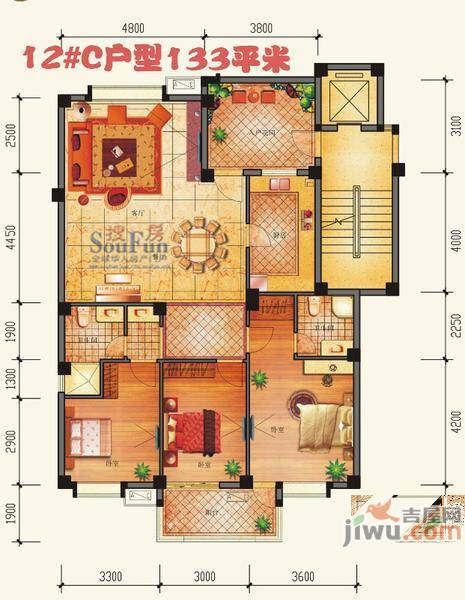 东源北院4室2厅3卫230㎡户型图