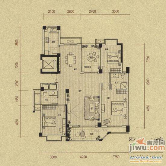 三迪香颂枫丹3室2厅2卫149㎡户型图