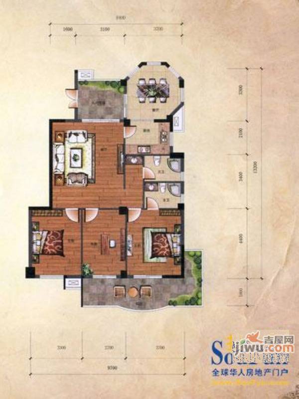 左海帝景4室2厅2卫139㎡户型图