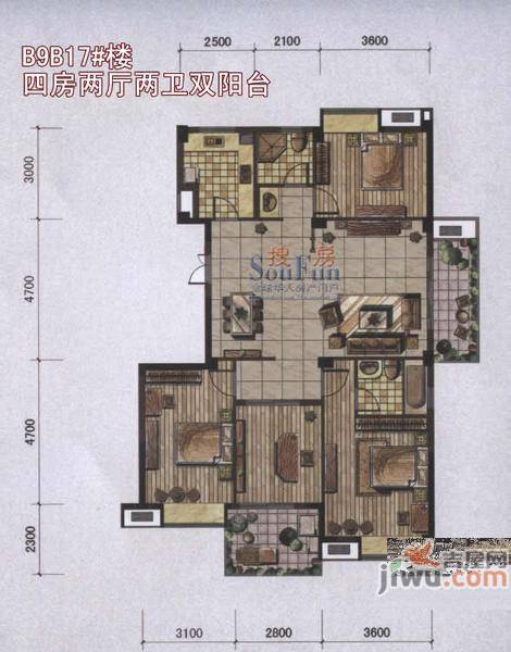 世欧彼岸城4室2厅2卫户型图