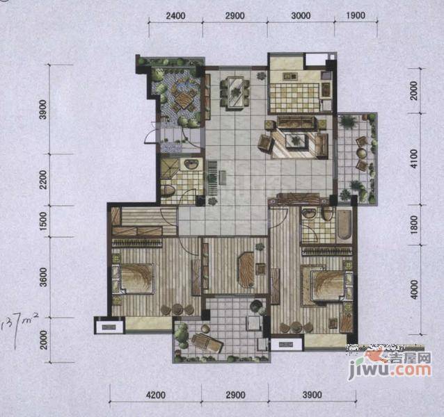 世欧彼岸城3室2厅2卫户型图