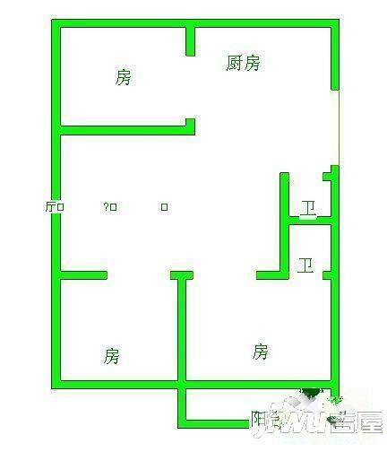 环南新村2室1厅1卫72㎡户型图