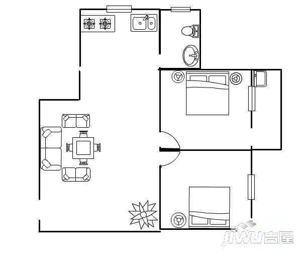 环南新村2室1厅1卫72㎡户型图