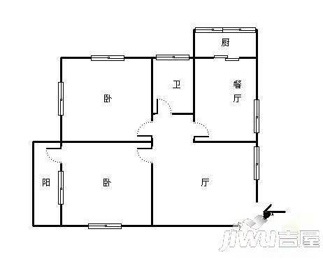 环南新村2室1厅1卫72㎡户型图