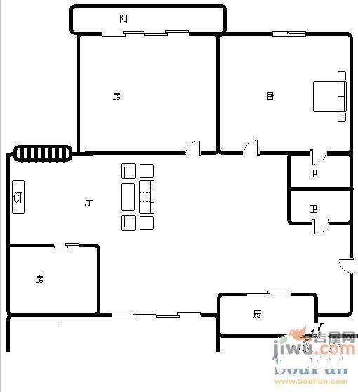 太阳城6室3厅3卫198㎡户型图