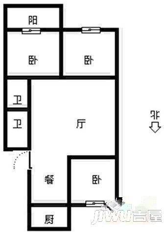 白马桥永兴楼2室1厅1卫64㎡户型图