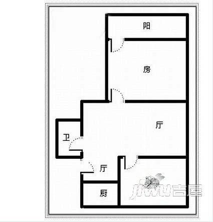 白马桥永兴楼2室1厅1卫64㎡户型图