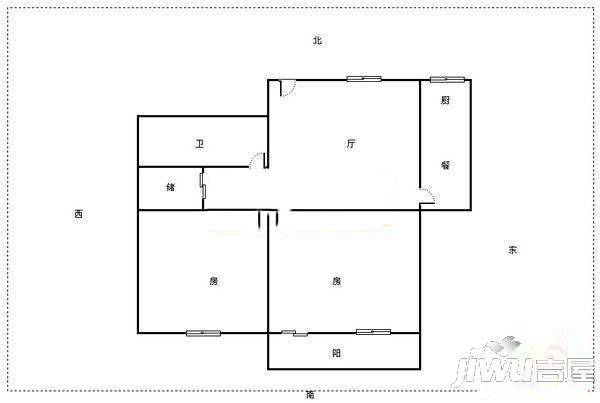 白马桥永兴楼2室1厅1卫64㎡户型图