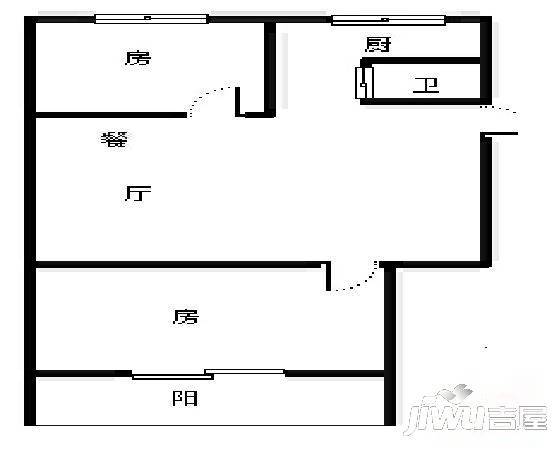 达文里新村1室1厅1卫42㎡户型图