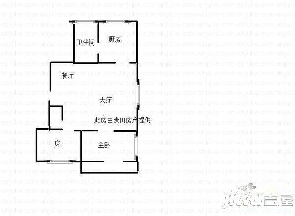 达文里新村1室1厅1卫42㎡户型图