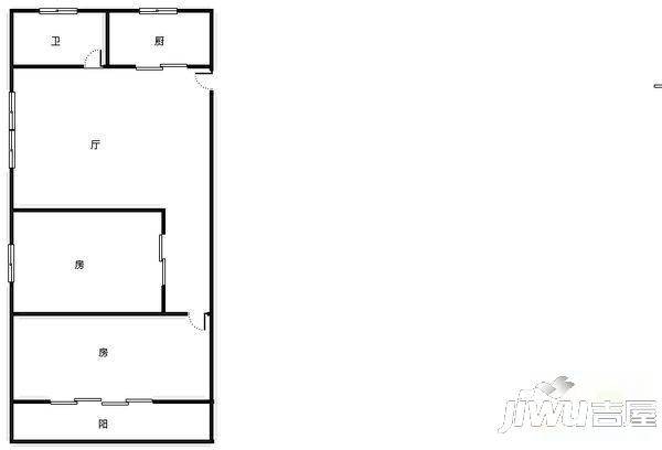 达文里新村1室1厅1卫42㎡户型图