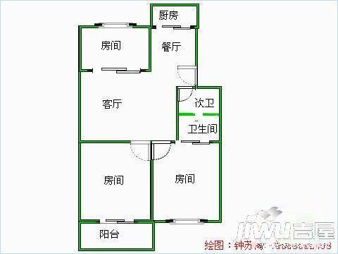 裕轩苑3室2厅2卫90㎡户型图