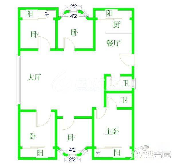 致力新村4室2厅2卫166㎡户型图