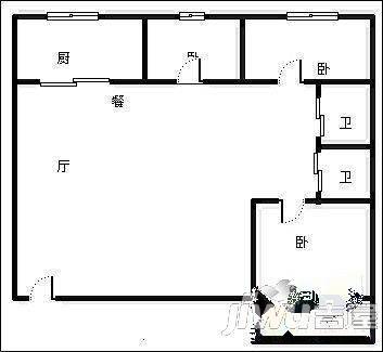 千里台3室2厅2卫131㎡户型图