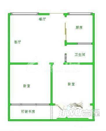 中州岛2室1厅1卫71㎡户型图