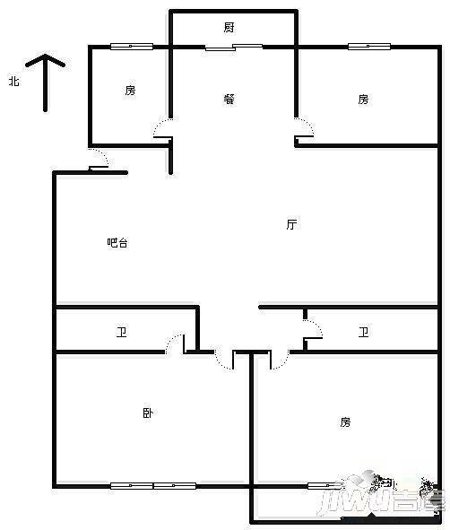 山海花园3室2厅2卫101㎡户型图