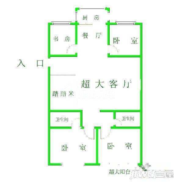 山海花园3室2厅2卫101㎡户型图