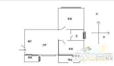 经典世家1室2厅1卫84㎡户型图