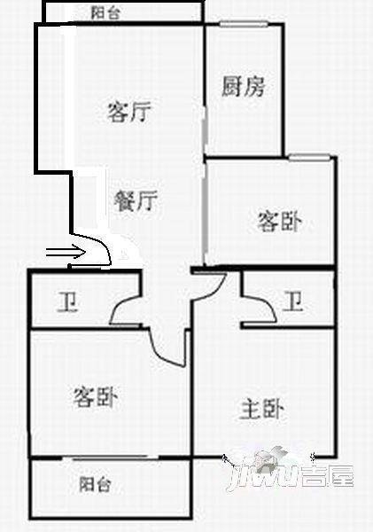 星顺明珠4室2厅2卫126㎡户型图