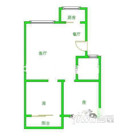 水晶之都2室1厅1卫65㎡户型图