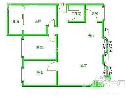 三友大厦2室2厅1卫66㎡户型图