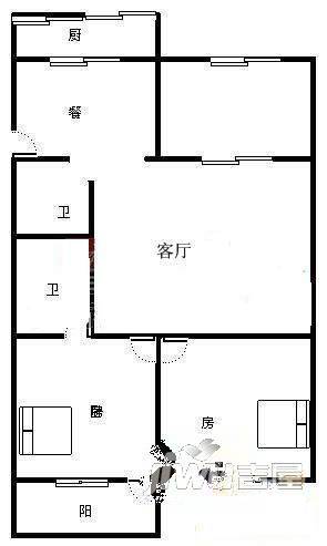 中闽大厦3室2厅2卫120㎡户型图