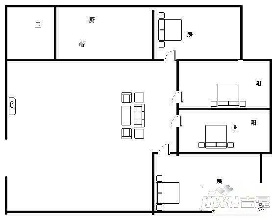 中闽大厦3室2厅2卫120㎡户型图